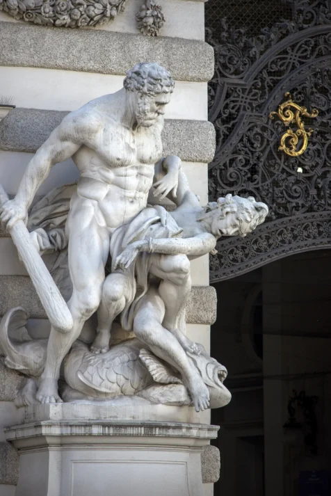 A statue at the Spanish Riding School in Vienna, Austria, 2023.