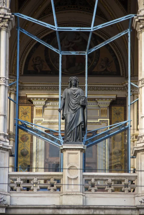 Statue at the Vienna State Opera, Austria, 2023.