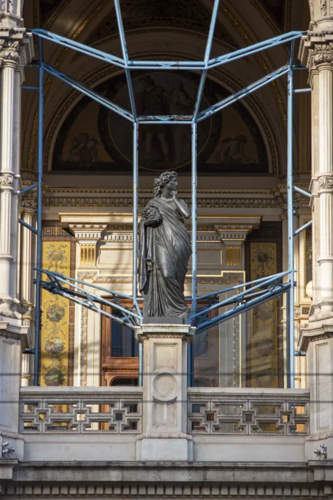 Statue at the Vienna State Opera, Austria, 2023.