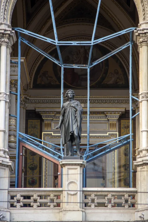 Statue at the Vienna State Opera, Austria, 2023.