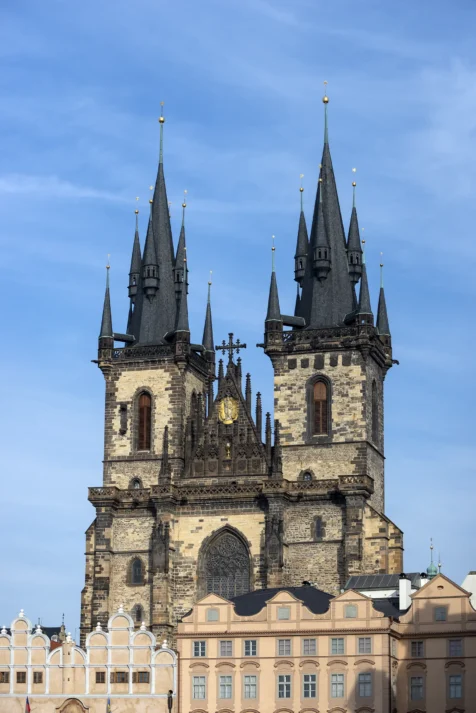 The Church of Our Lady before Tyn on a sunny day in Prague, Czech Republic.