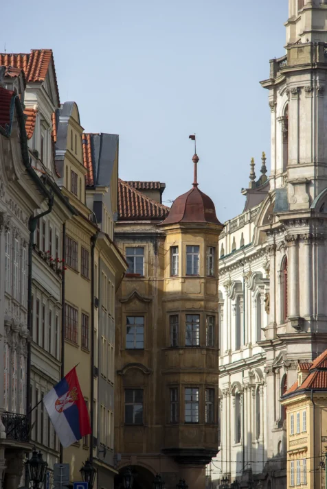 Assorted buildings in Prague, Czech Republic.