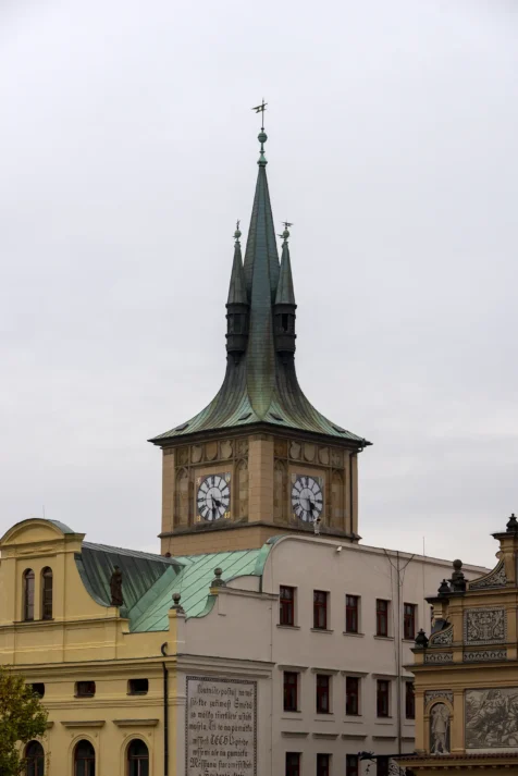 A clock tower in Prague, Czech Republic.