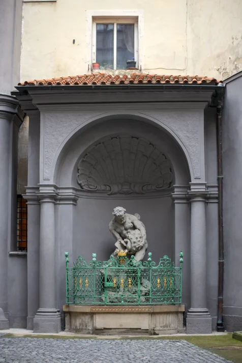A courtyard statue in Prague, Czech Republic.
